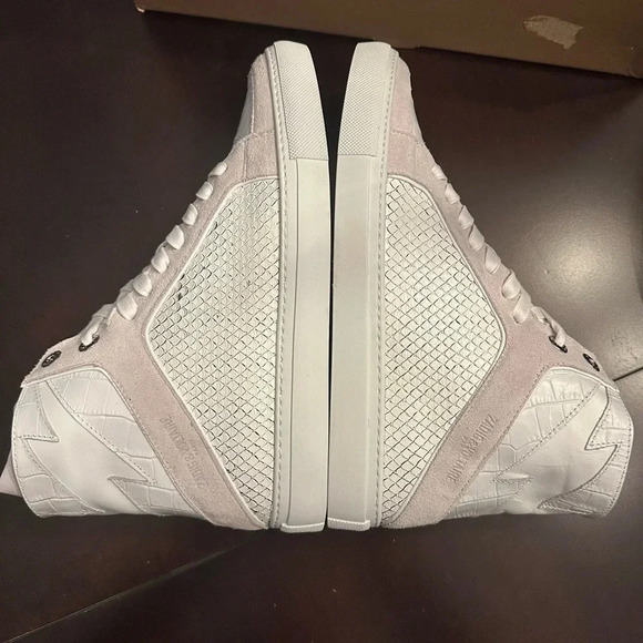 NIB Zadig & Voltaire High Flash Keith Leather Sneaker White Snake Croc Suede 38 - Picture 6 of 13